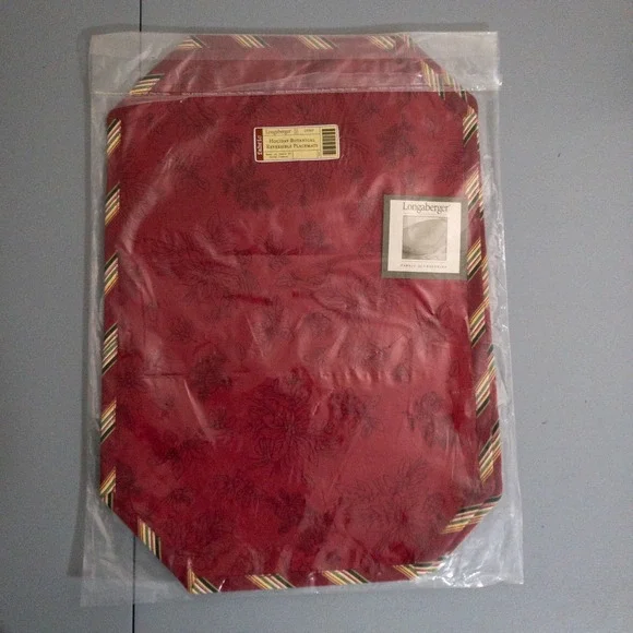 Longaburger Christmas Holiday Botanical Reversible 100% Cotton Placemat 2 Pack - Picture 3 of 10